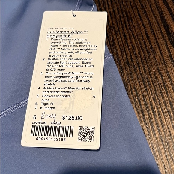 Lululemon NWT Align 6” Prep Blue Bodysuit - Picture 3 of 5